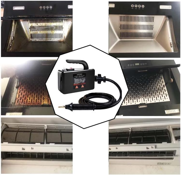 110V/220V High Pressure Steam Cleaner,2600W Handheld High Temperature Cleaner,Tankless Heavy Duty Household Grout Tile Kitchen Fuel Truck,Black-220V