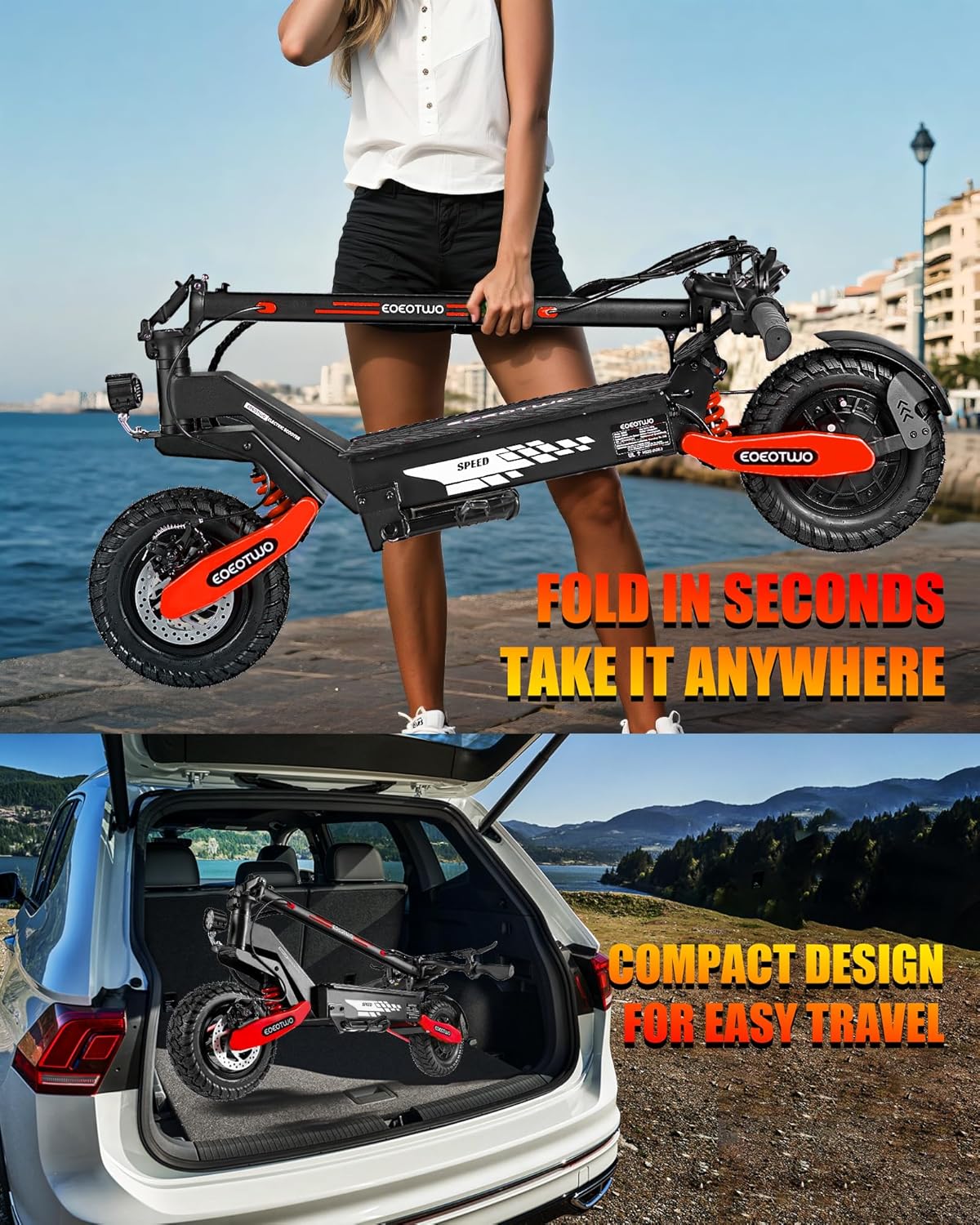 Adults Electric Scooter,Fast Electric Scooter, 25-45Miles, Off-Road eScooter w/Larger LED Display, 1200W/2400W, 30MPH, Foldable Motorized e-Scooter 11