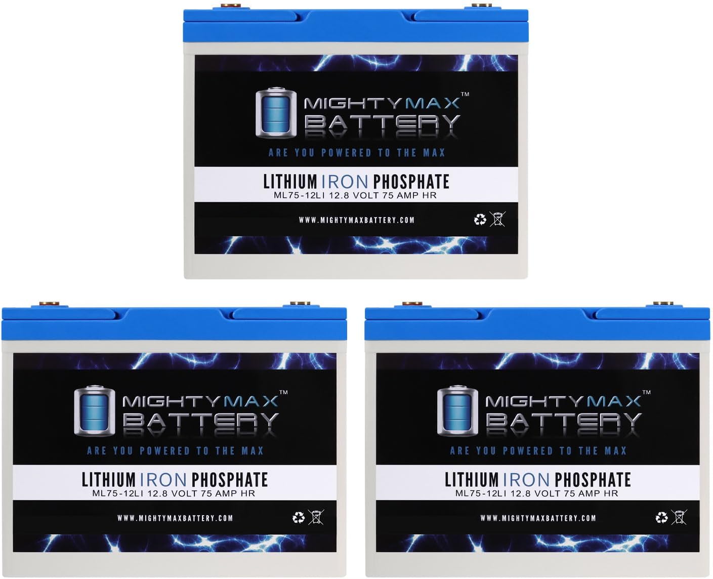 Mighty Max Battery 12V 75AH Lithium Replacement Battery compatible with Heartway Bien S15 Power scooter - 3 Pack