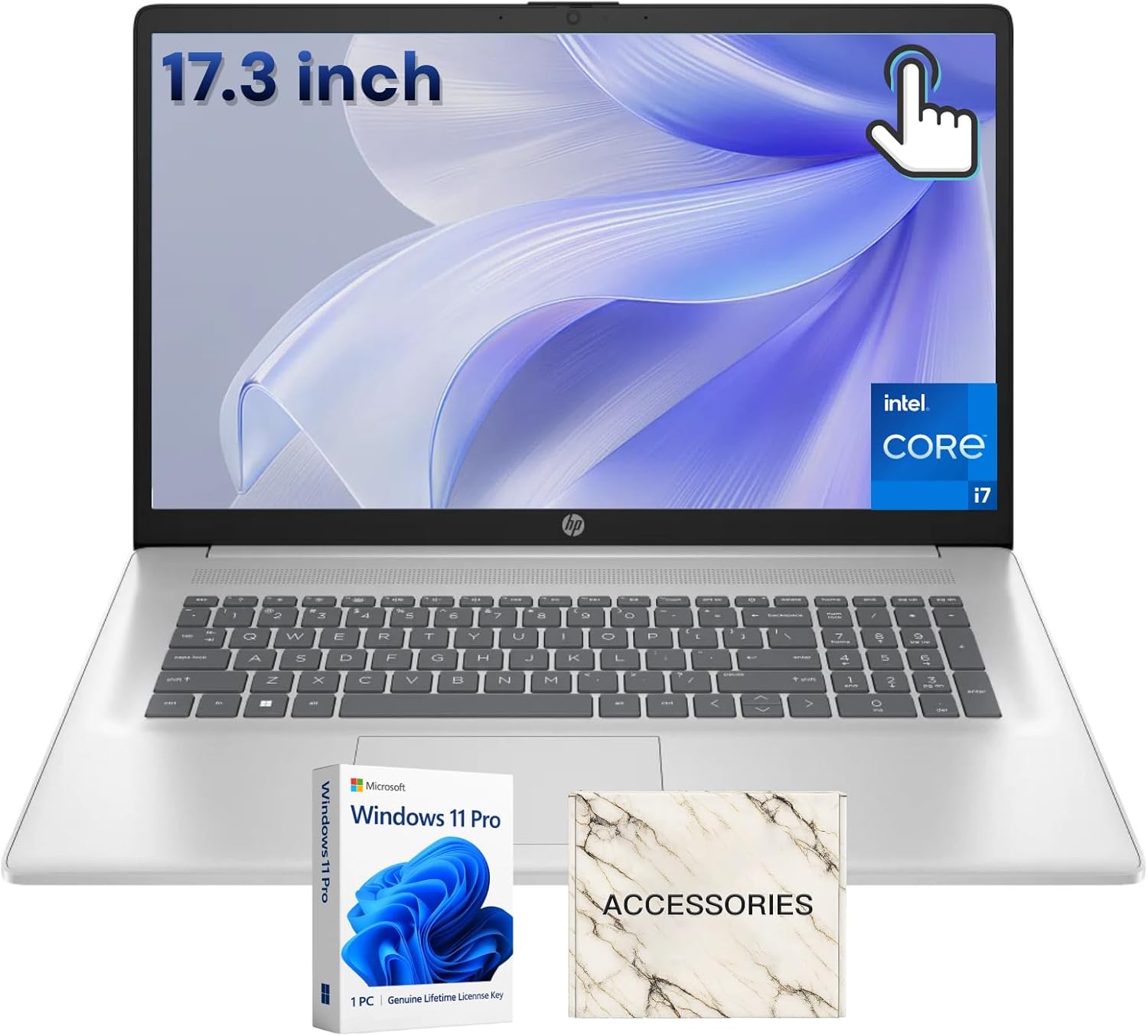 HP 17 Business Laptop Computer - 17.3-inch HD+ Touchscreen Display • Intel 10-Core i7-1355U • 64GB RAM • 1TB SSD • Windows 11 Pro • Wi-Fi 6 • Bluetooth 5.3• 720p HD Camera • Silver • W/Accessories
