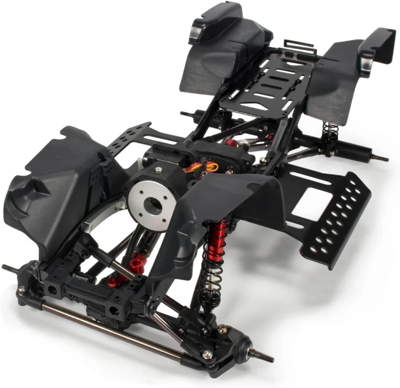 RC Upgrade Accessories for Wrangler for SCX10 1/10 2-Speed Transmission for Chassis Kit Frame with for Rock Slider Body Wheelbase Fender Flares RC Crawler 313mm(Chassis Set)