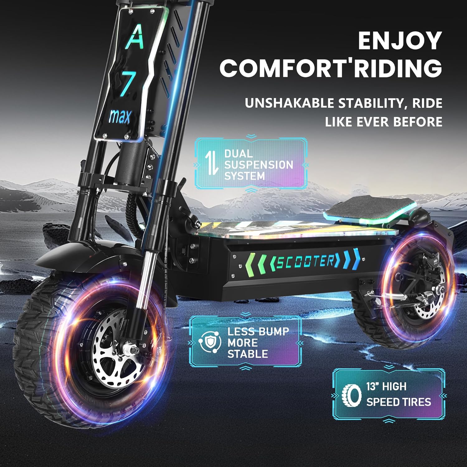 Electric Scooter for Adults, 10000W Dual Motor, 68 MPH Max Speed, 72V Removable Battery, 13