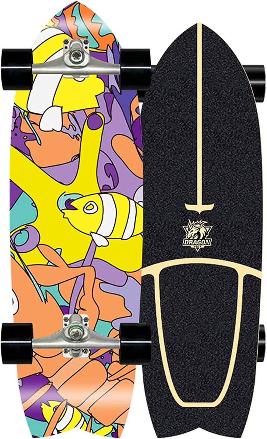 VOMI SurfSkates Pumping Carving Skateboard 75×23.5cm CX4 Truck Land Surfing Skateboard 7 Layers Maple Wood Board ABEC-11 Bearing Simulated Surfing Training Board for Children Youth Adults (A)