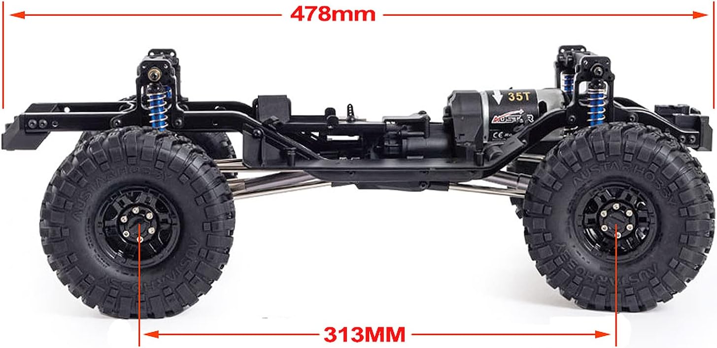 313mm Wheelbase RC Crawler Chassis Frame Builders Kit with 2-Speed Transmission 35T 550 Motor for TRX4 D90 DIY Upgrade (Chassis Have Axle Have Wheels)