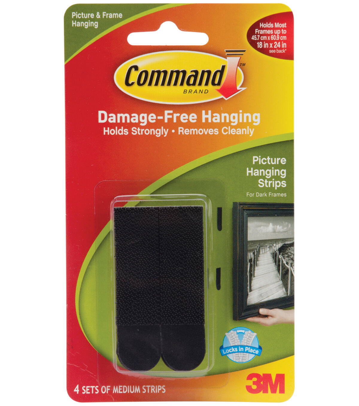 Command 4pk Black Medium Picture Hanging Strips