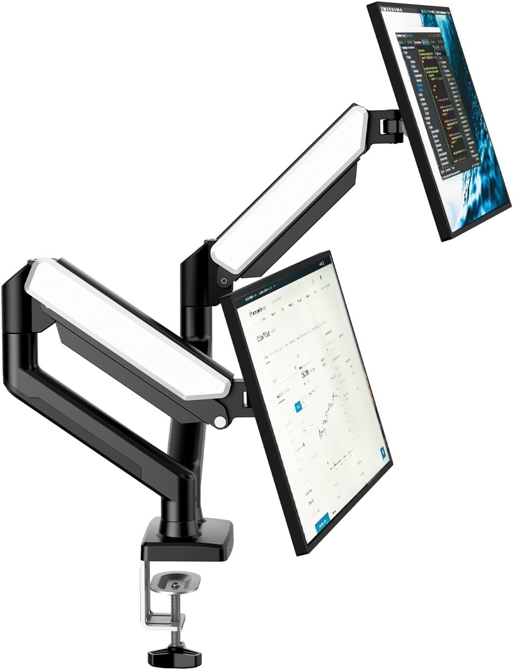 MS-002 Monitor Stand Dual Arm with C-clamp and Grommet Mount for Flexible Adjustment and Easy Monitor Stand Installation