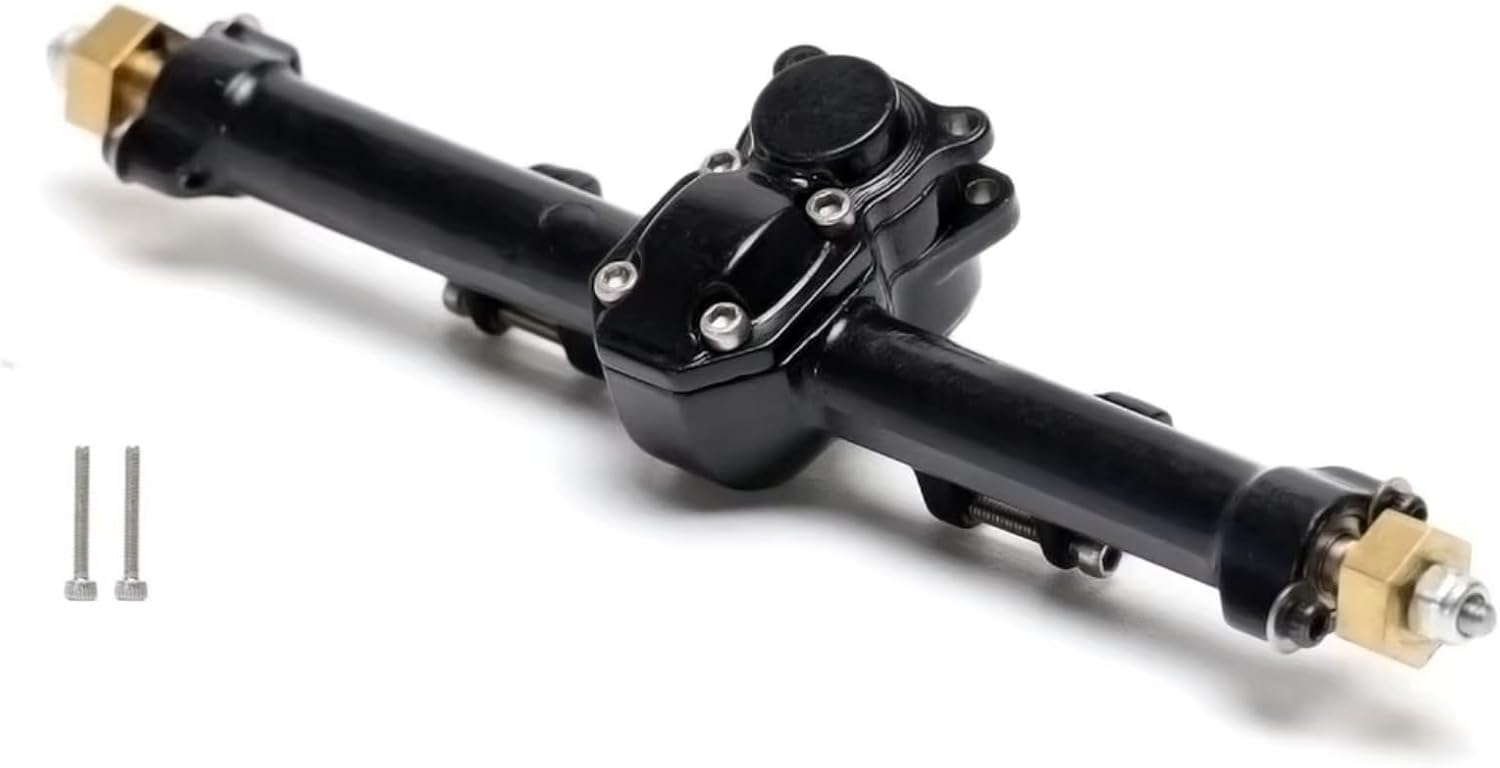 Rc Crawlers Axles For Axial For SCX24 90081 C10 B-17 1967 2019 For Wrangler 1/24 Alloy Casting Complete Edition Front Rear Axle Set RC Model(Black,1set)