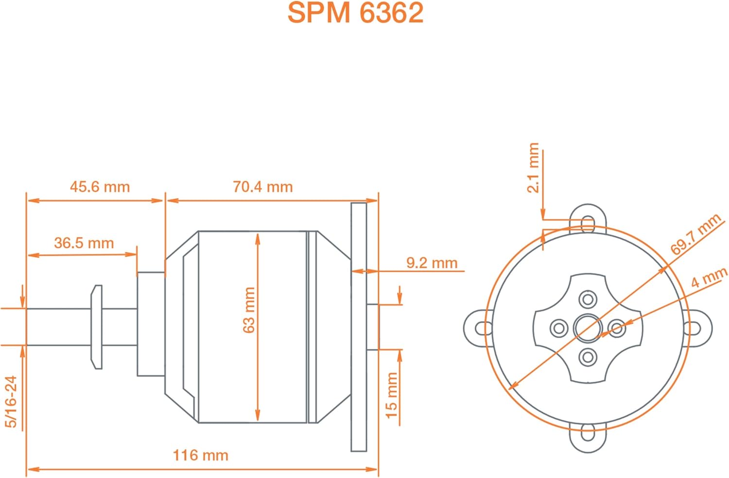 Spektrum Avian 6362-250Kv Outrunner Brushless Motor, SPMXAM4795