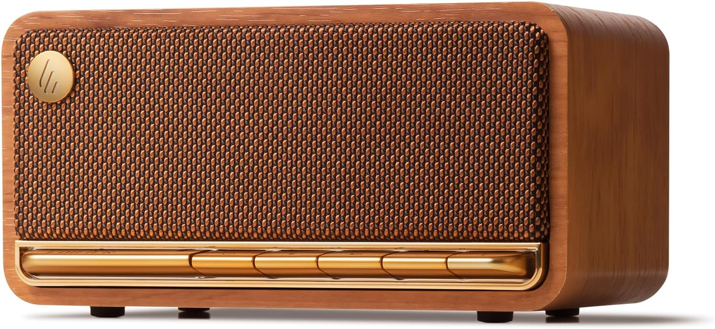Edifier MP230 Portable Bluetooth Speaker, Wireless Speaker with Stereo Sound for Home & Outdoor Travel, 9h Playtime, Supports AUX, USB-C, TF Card, 20W RMS - Classic Wooden