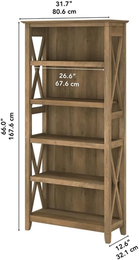 Pemberly Row Tall 5 Shelf Bookcase in Reclaimed Pine - Engineered Wood