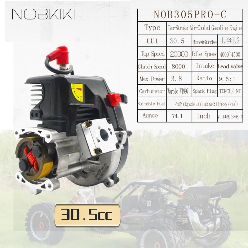 30.5cc Crankcase Intake 1/5 Scale 2-Stroke Gasoline RC Engine Compatible with WT997 Carburetor Fit for Baja HPI Losi Redcat Rovan Compatible with All 1/5 RC car Competition Training Model