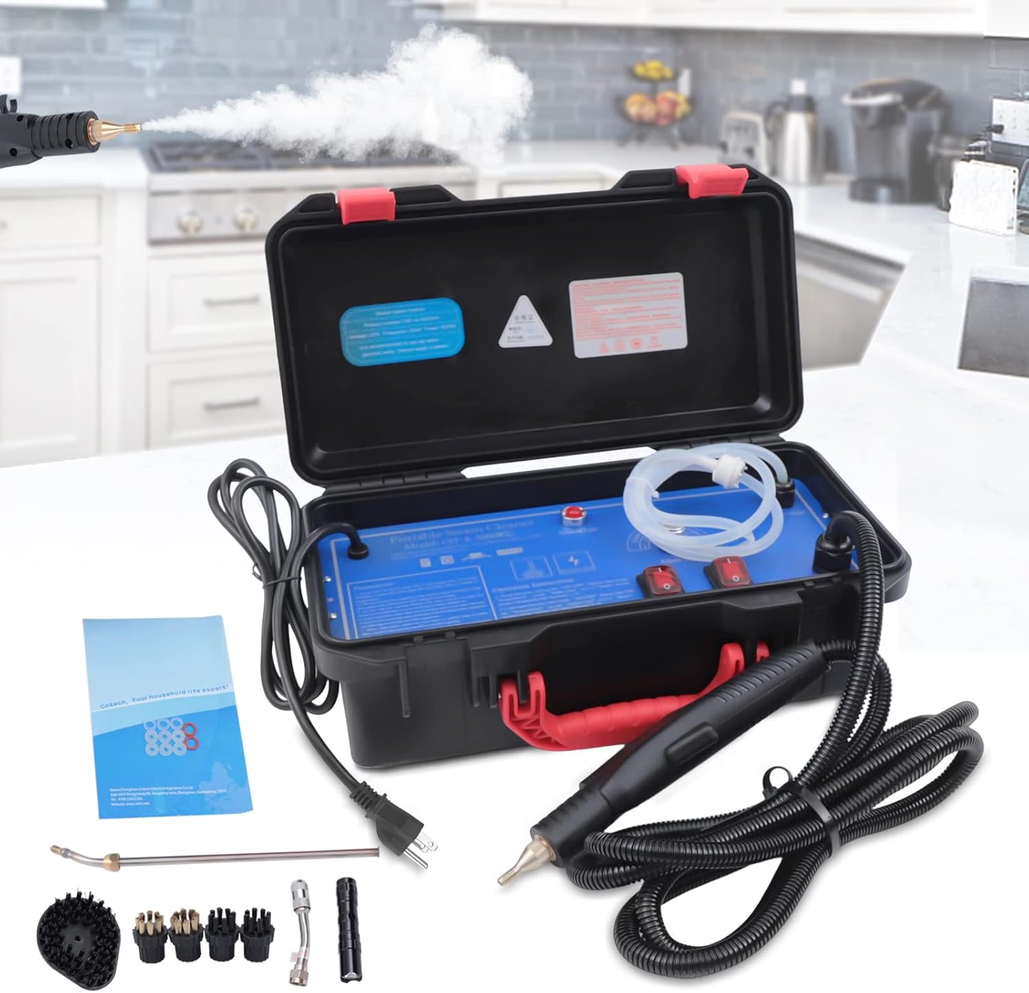 Portable Steam Cleaner High Pressure Steam Cleaning Machine 1700W Commercial Steam Cleaning System Automatic Pump Steam Washer For Kitchen Bathroom Car Seat Furniture Floor 110V