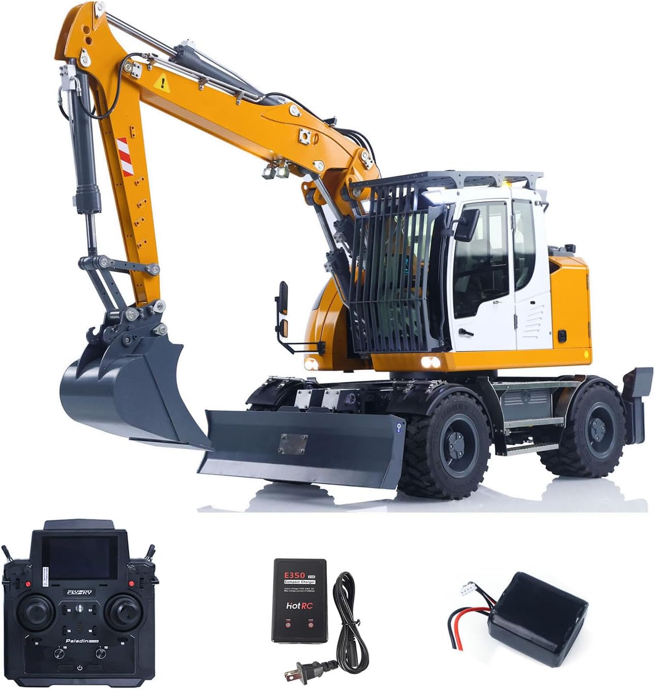 TOUCAN RC HOBBY 1/14 RTR 8CH Valves RC Hydraulic Excavator LR914 4x4 Wheeled Digger Differential Lock Brushless Motor ESC Sound System for Age 14+