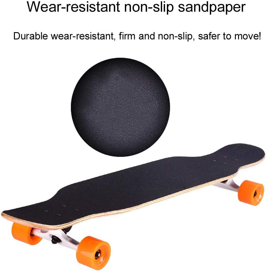 Longboard Complete Board 107×26cm with T-Tool + Spare Bearing + Backpack 9 Layers of Maple Double Kick Cruiser Skateboard High-Speed ABEC-11 Bearings for Youths Adults Kids Beginners (A)