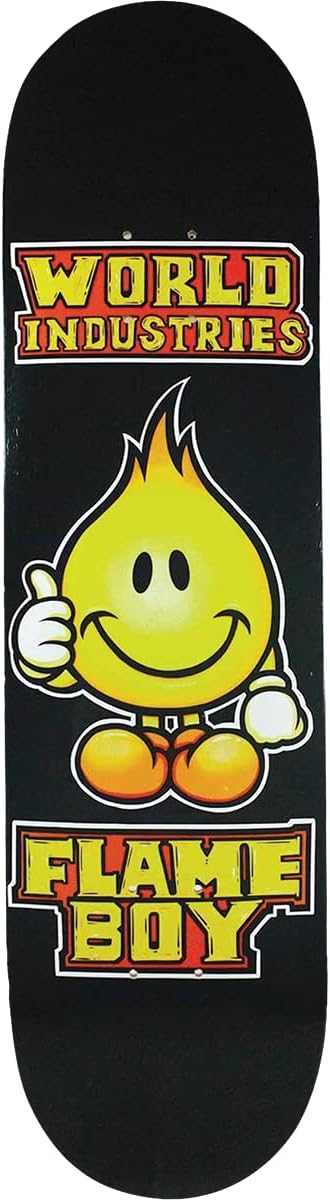 Wi Solid Gold Flame Boy Skateboard Deck -8.25 Black - Assembled AS Complete Skateboards
