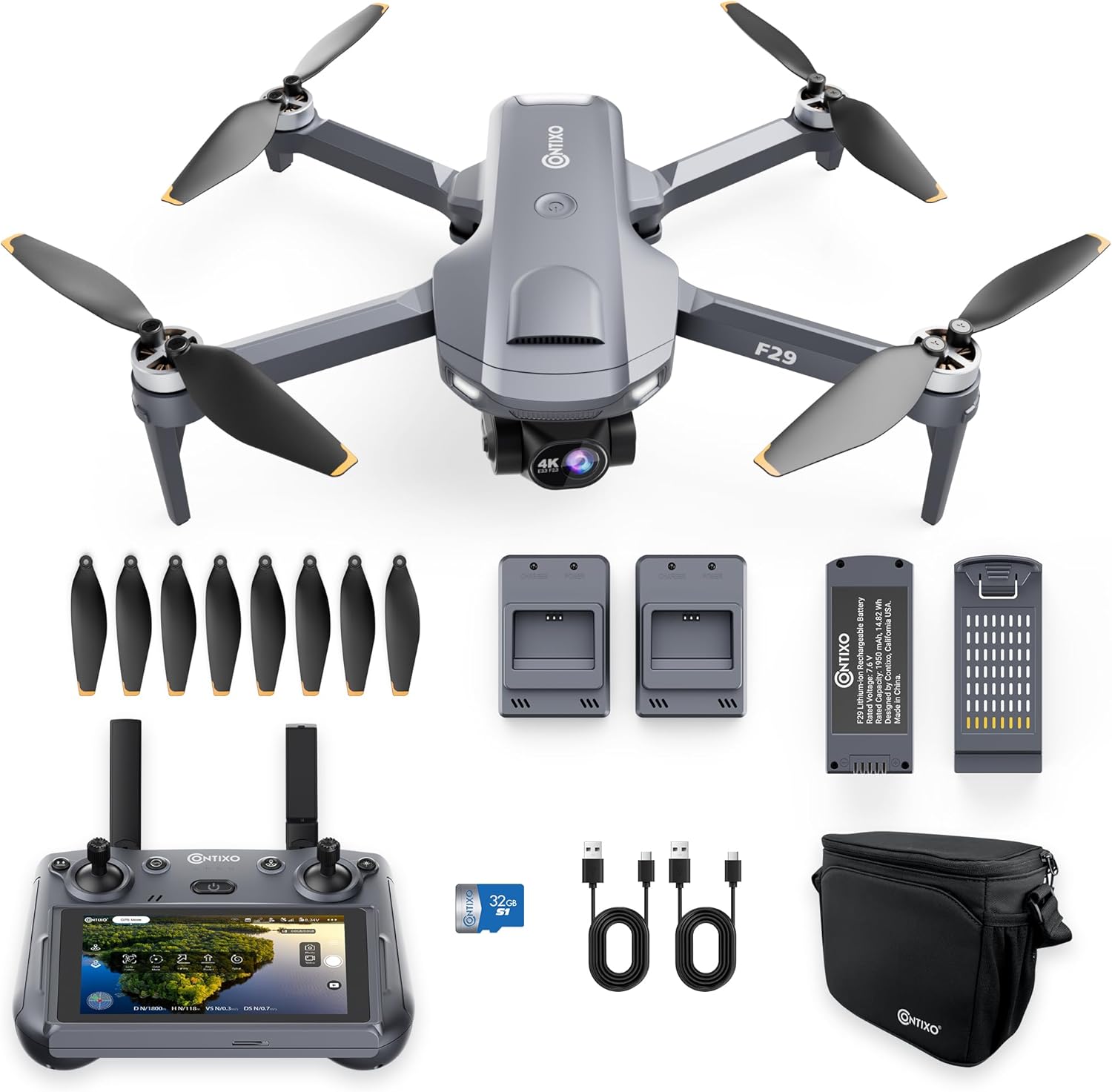 Contixo Foldable Drone for Adults with 4K Camera, 3-Axis Gimbal, 5