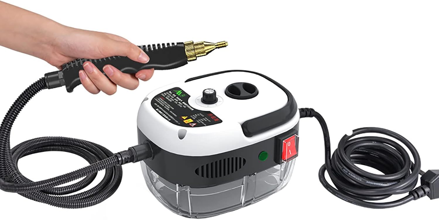 NEW High Pressure Steam Cleaner, 2500W Hand-Held Portable Steam Cleaning Machine Automatic,Suitable for Kitchen Bathroom Furniture, Windows, Autos (White)