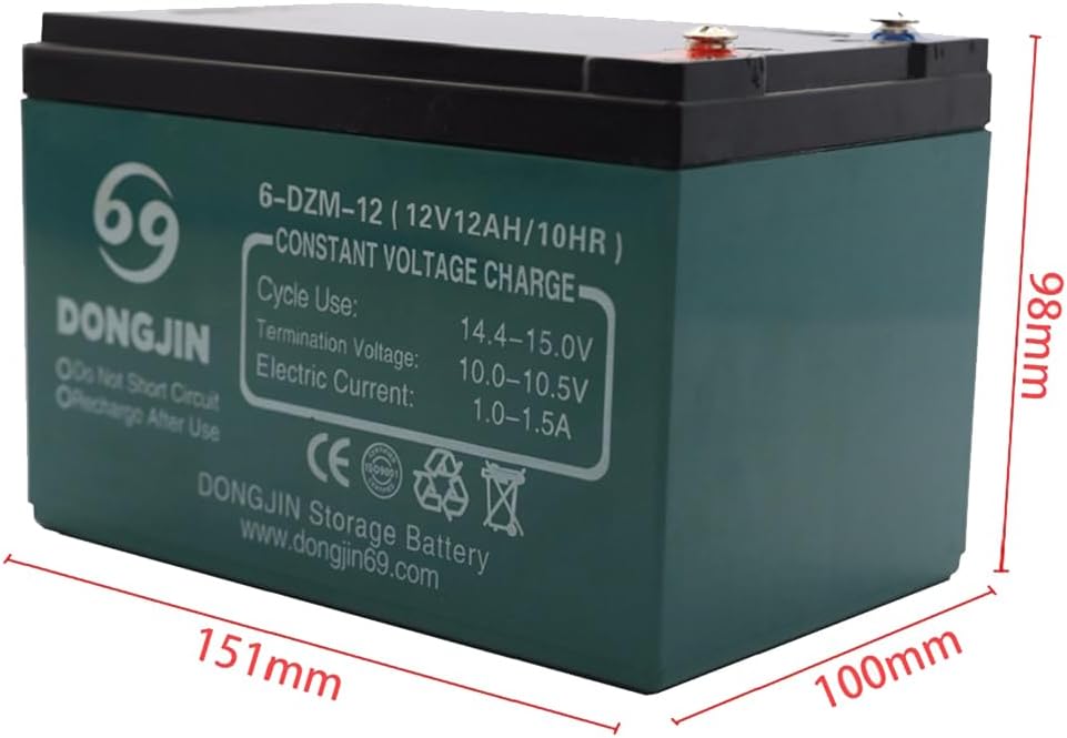 12V 12Ah SLA AGM Battery 6-DZM-12 – Rechargeable Sealed Lead Acid Maintenance Free Battery 10 Hours – for Go Kart, ATV, Golf Cart, Scooter, Electric Bike, Wheelchair, Motorcycle (20pcs)