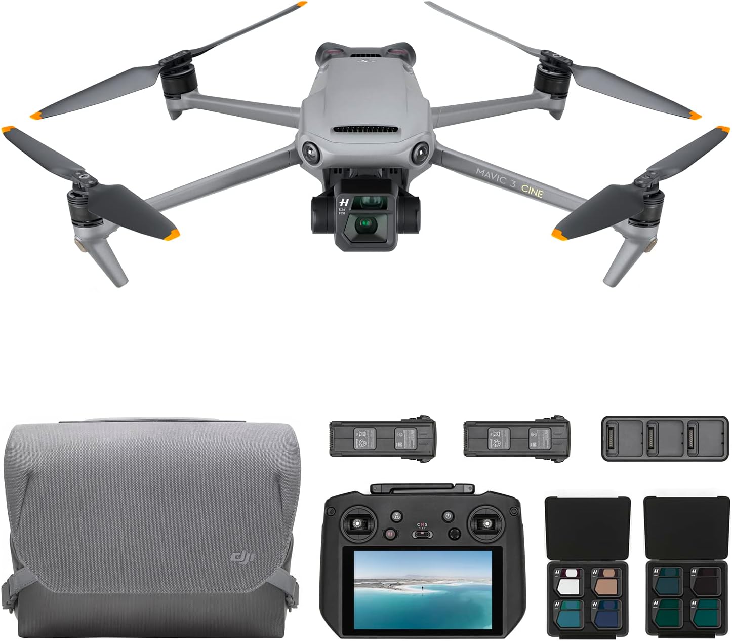 DJI Mavic 3 Cine Premium Combo, Drone with 4/3 CMOS Hasselblad Camera, 5.1K Video, Omnidirectional Obstacle Sensing, 46 Mins Flight, 15km Video Transmission, with DJI RC Pro, Two Extra Batteries