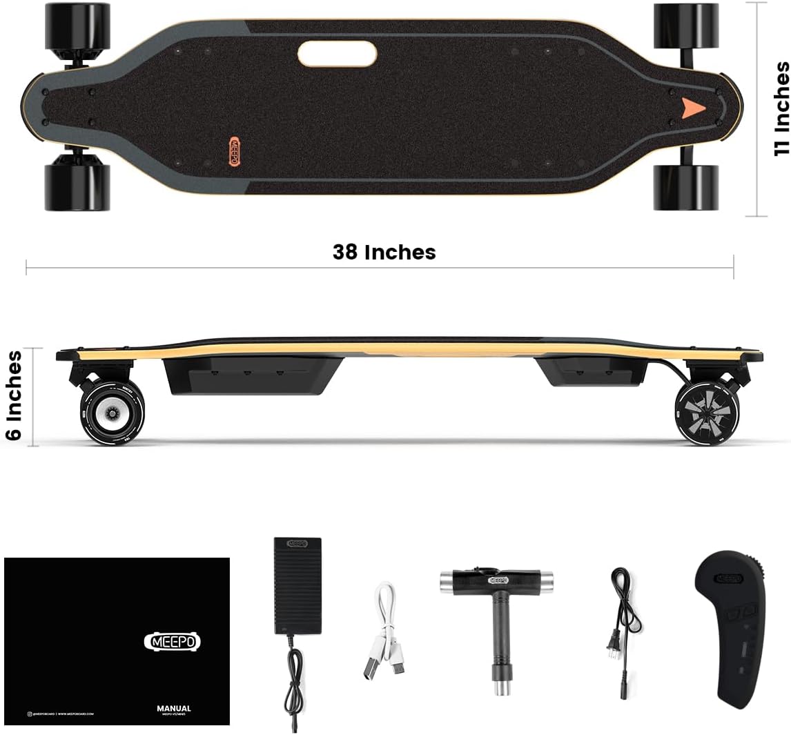 MEEPO Campus V3 Series/Envy Electric Skateboard with Remote, Top Speed Up to 29 Mph, 4 Speed Smooth Braking, Easy Carry Handle Design, Suitable for Adults & Teens