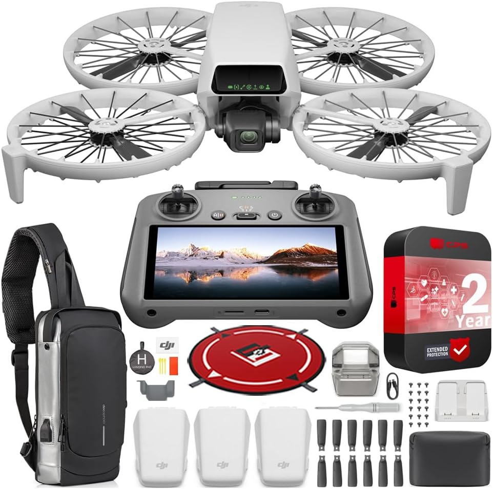 DJI Flip Fly More Combo with RC 2 Screen Remote Controller, Drone with 4K UHD Camera for Adults, Palm Takeoff, Auto Return, Intelligent Flight, 3 Batteries Bundle with Deco Gear Accessories