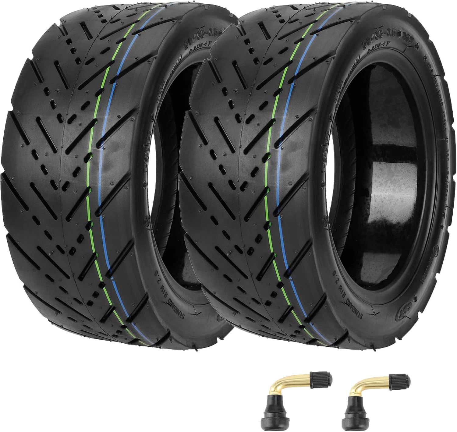 11 Inch 90/65-6.5 Vacuum Tire for Zero 11X/Speedual Plus/Dualtron Ultra/Kaabo Tubeless Explosion-Proof Self-Repair with Valve for Electric Scooters Aessories (2 PCS)