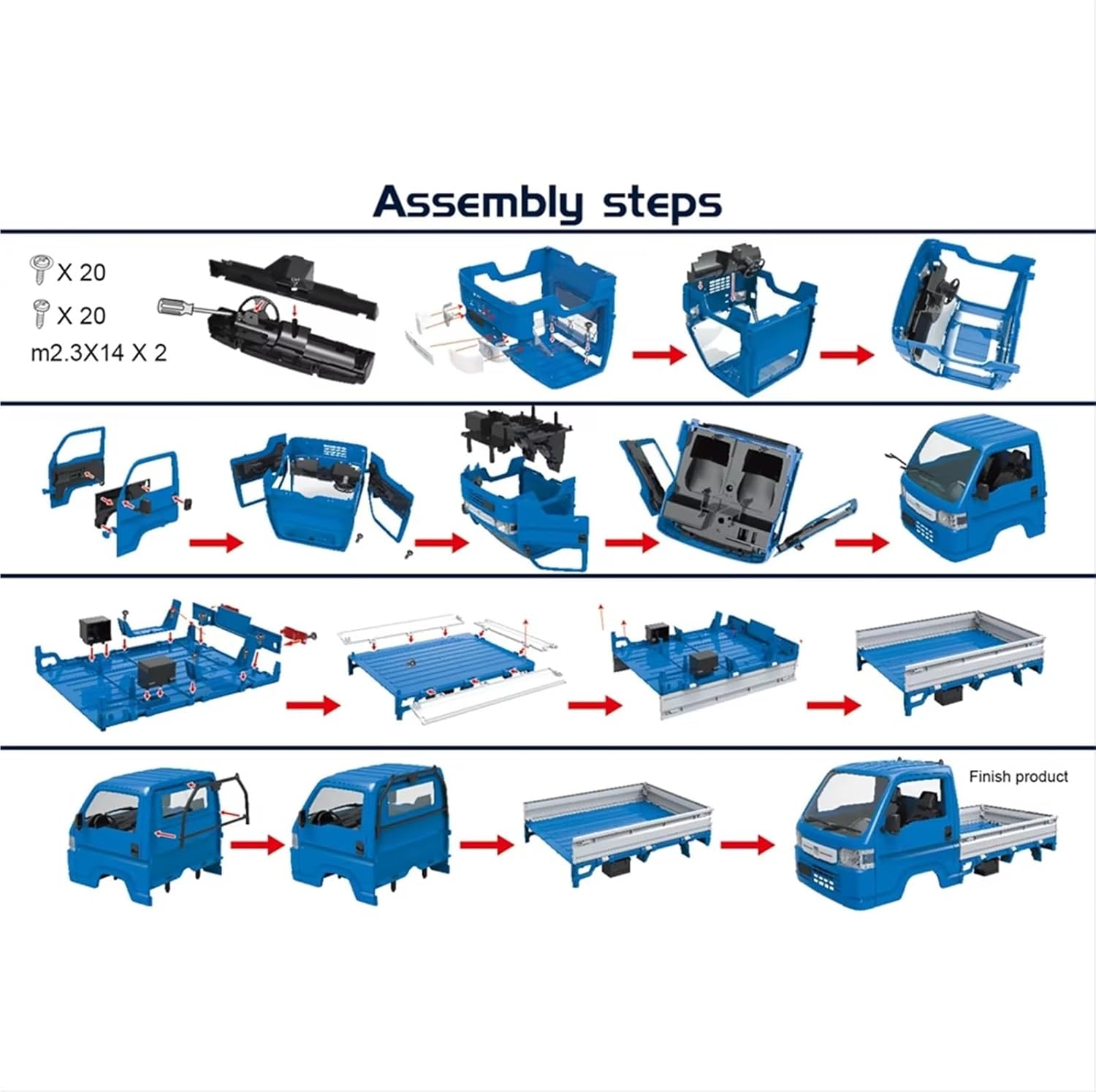 RC Car Accessories Compatible with WPL D12 WL01 LD1297 1/16 RC Car Upgrade Parts Spare Replacement Accessories Blue Body Shell Truck Bodyshell