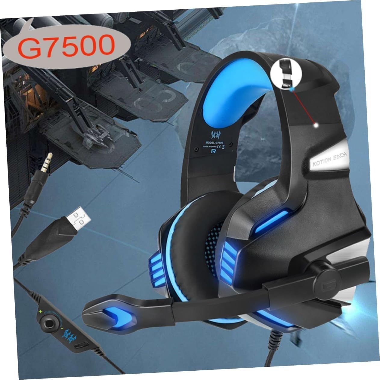 Computer Headset Blue Headphones Computer Headphones Headset for Computer Gaming Headset Game Headset Earphone