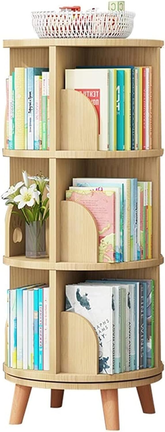 Bookshelf, Revolving Bookcase, 360°Rotating Small Corner Bookcase Bedroom Living Room Library Revolving Book
