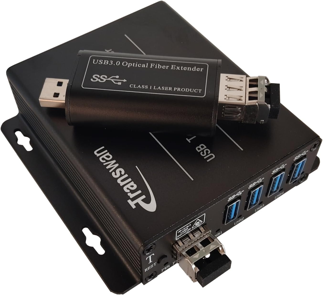 4 Ports USB 3.0/2.0/1.1 Over Fiber Optic Extender to 250 Meters on 2 Core Single-Mode Fiber, USB 3.2 Gen 1 to Optic Fiber, Supports 5 Gbps Speed, Backward Compatible with USB 2.0/1.1