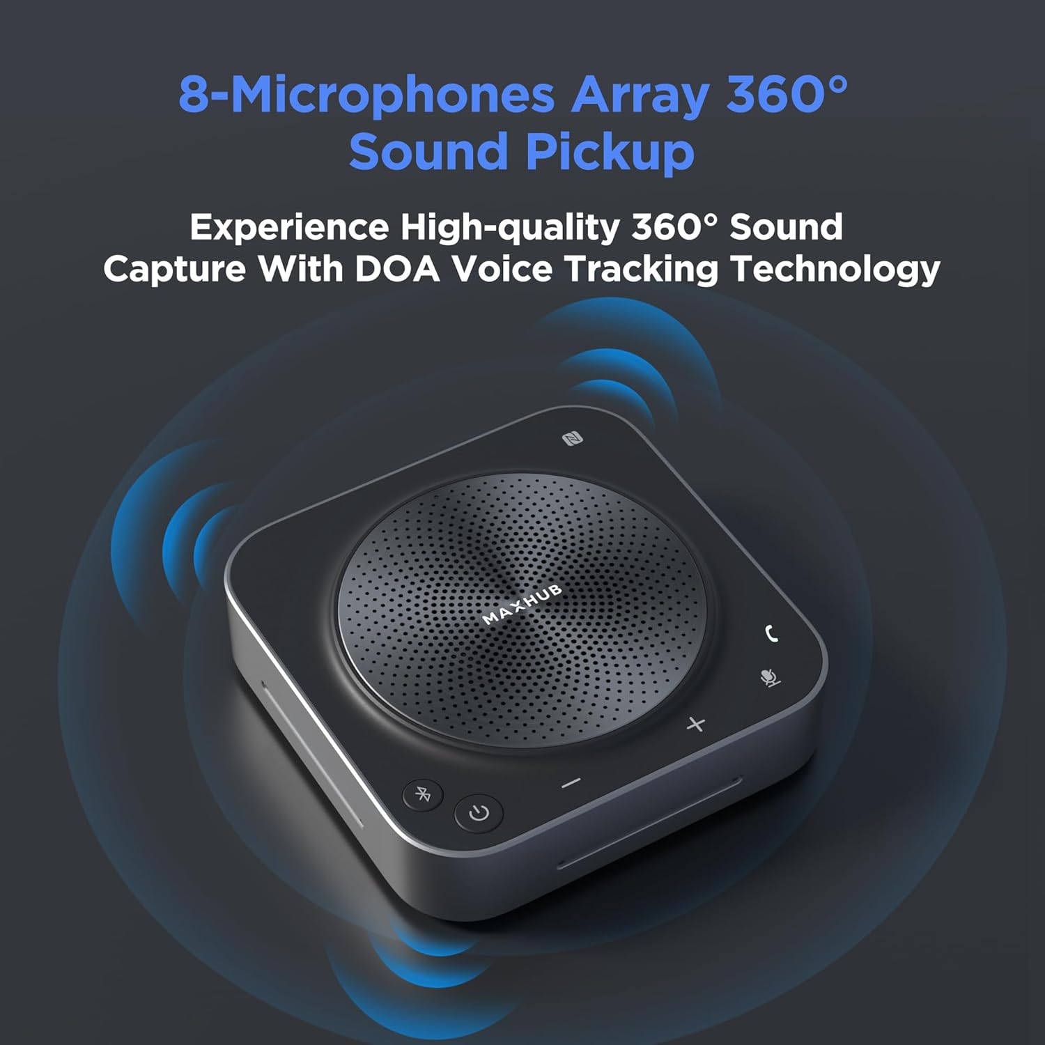 MAXHUB BM35 Wireless Bluetooth Microphone Conference Speakerphone, 360° Omnidirectional Sound Pickup 20ft Radius 8-Array Microphones, AI Noise Reduction NFC Wireless Quick Connection, 15H Talk Time