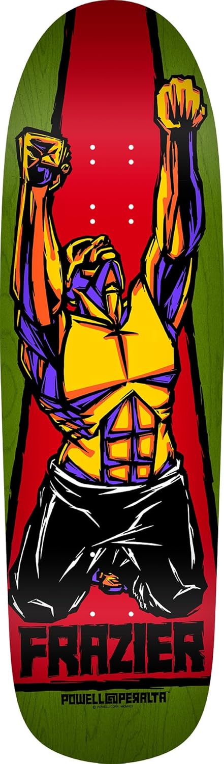 Po​Well Peralta Frazier Yellow Man 2 Deck 9.5 x 32.12 Green Stain - Assembled AS Complete Skateboard