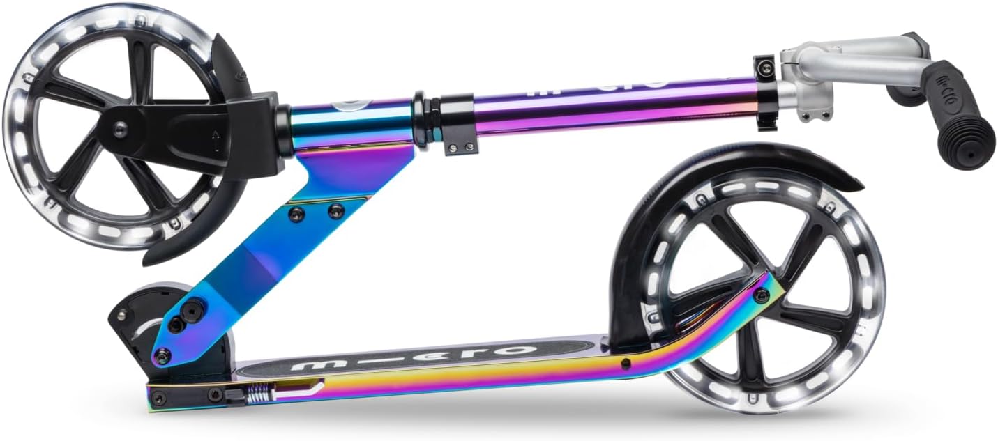 Micro Scooters | Cruiser LED Children's Scooter | Handlebar Adjustable | Lightweight | Light Up Wheels | Foldable | 6-12yrs | Boys & Girls