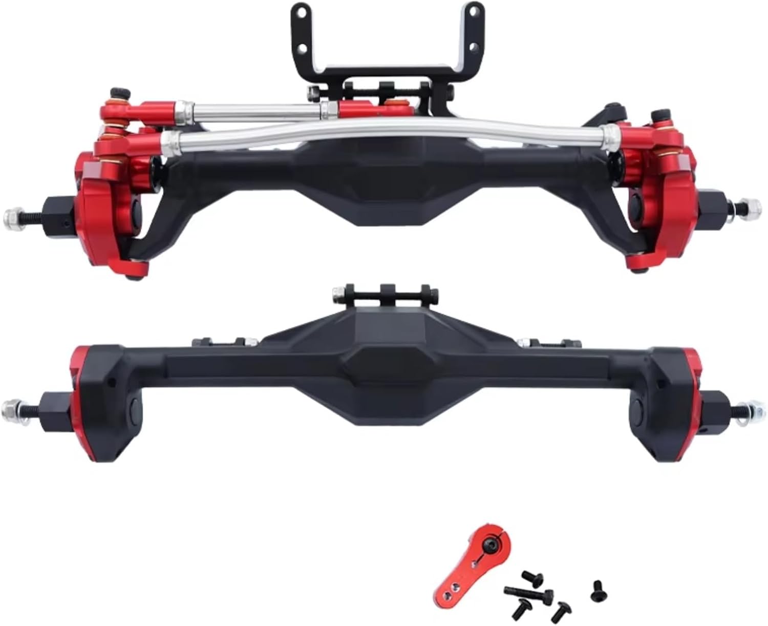 Rc Crawlers Axles For Axial For SCX10 II For RGT 86100 For Redcat GEN8 1/10 Front Rear Portal Axle CNC Machined Aluminum Integrated RC Crawler Car(Red,1set)