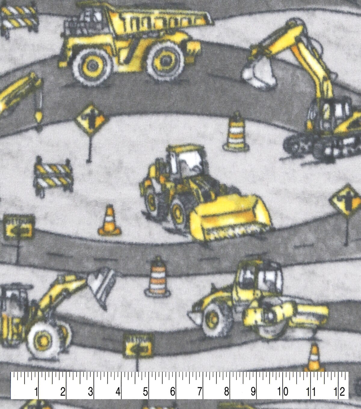 Road Closed on Gray Anti Pill Fleece Fabric