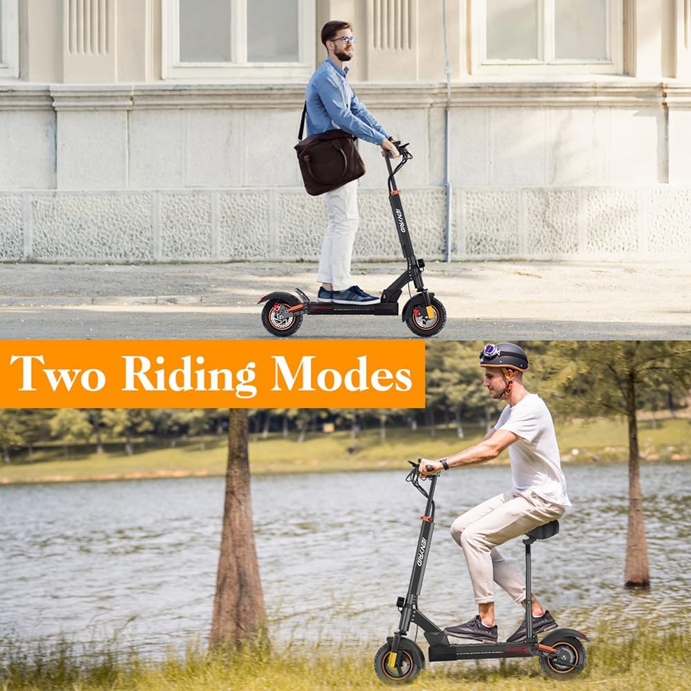 Electric Scooter 12.5Ah, 25-40KM 28MPH, 1000W Adults Scooter with Seat & Dual Braking & Triple Shock Absorber, 10