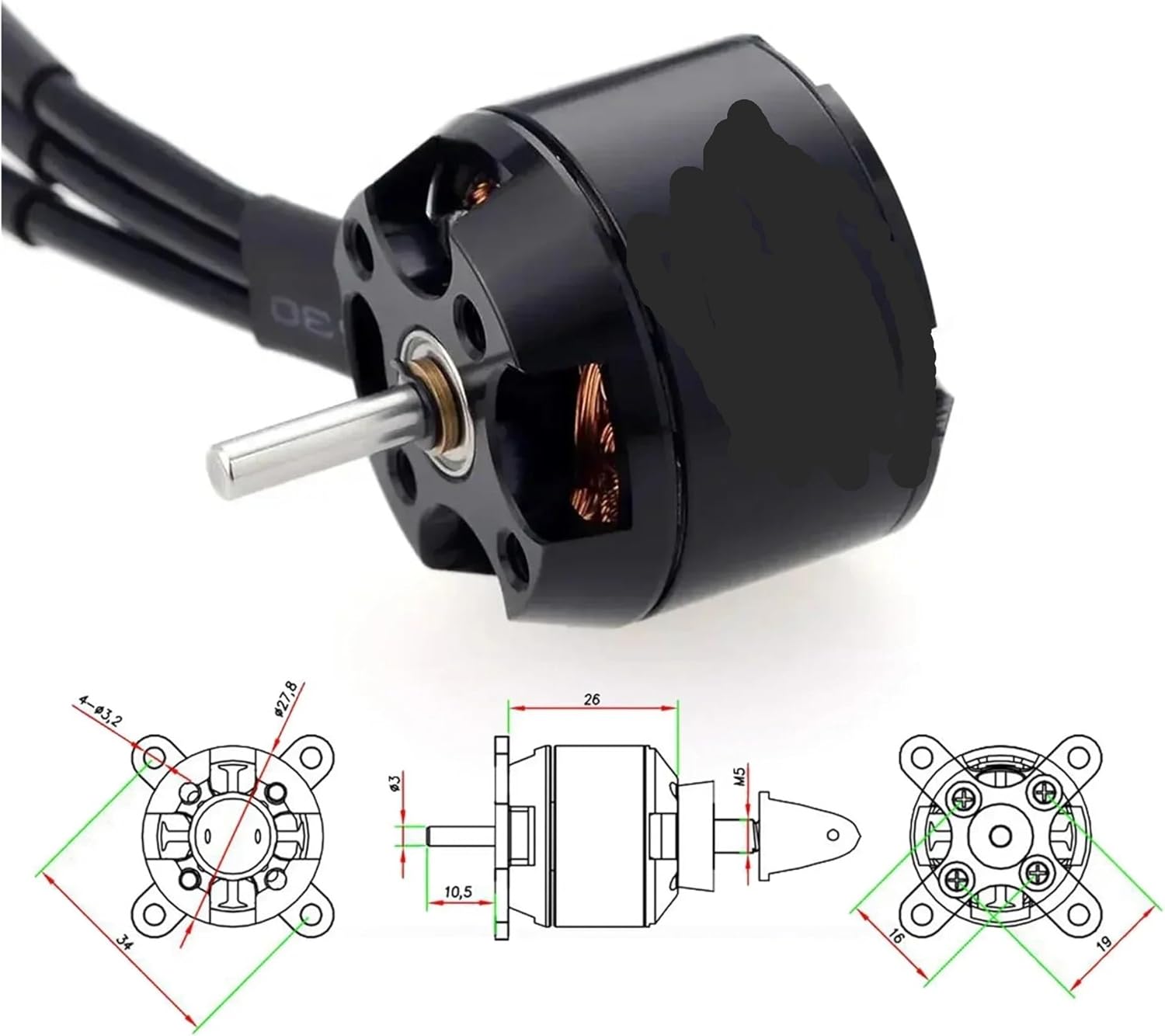 1/4PCS 2830 1300KV 1000KV 850KV 750KV Outer Rotor Brushless Motor(4PCS C2830 750KV)