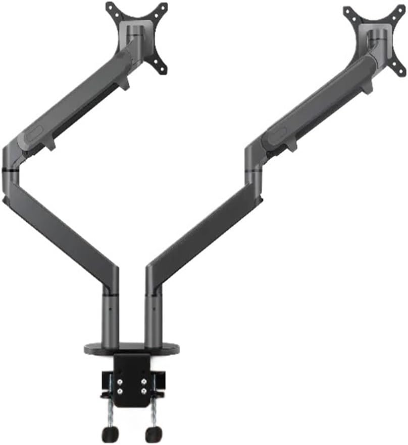 OZ-2 Double Arm Monitor Mount Desktop Stand Full Motion Aluminum 17-32 Inch Monitor Stand Gas Spring Arms Load 2-8kg Each(Silver Grey)