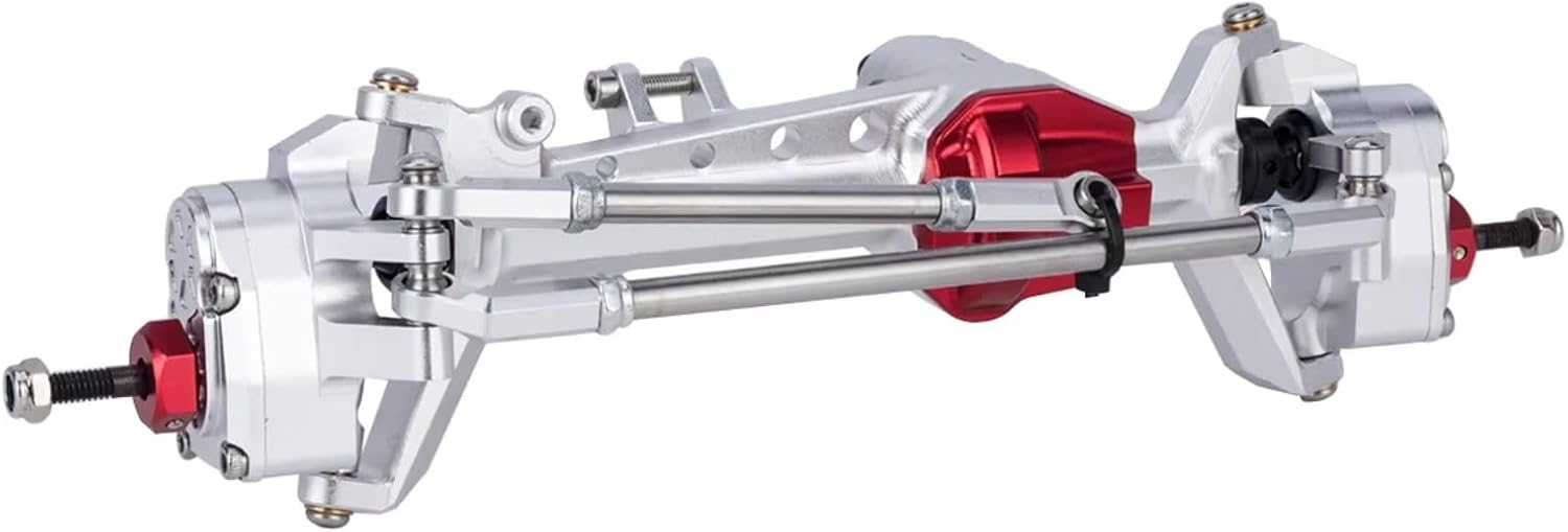 Models Upgrades Parts For SCX10 III 1/10 Aluminum Offset Portal Axle With Constant Velocity Driveshift Dual Servo Mount Steering Rod RC Crawler Car(Silver,Front Rear)