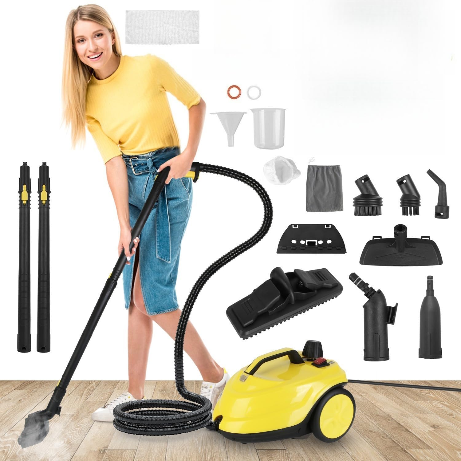 1800W High-Pressure Steam Cleaner with 2L Stainless Steel Tank, Adjustable Steam Control, Overheat Protection & 16.8ft Cord for Home, Car, and Hard Surface Cleaning