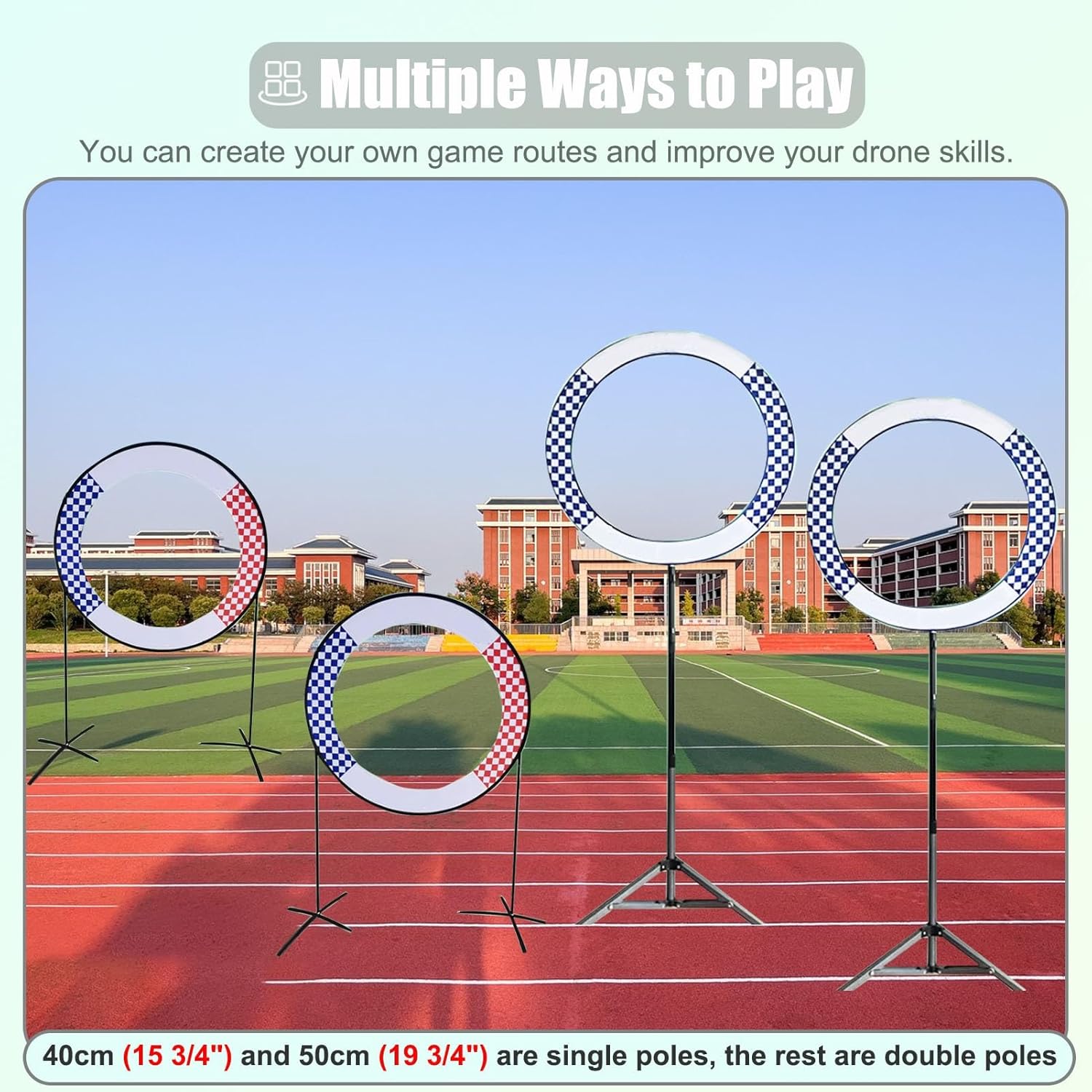 Drone Racing Obstacle Course Gates Kit for League, Lightweight Quadcopter Avoid Obstacles Hoops for Indoor/Outdoor, RC FPV Racing for Kids 8-12(110cm(43 1/4