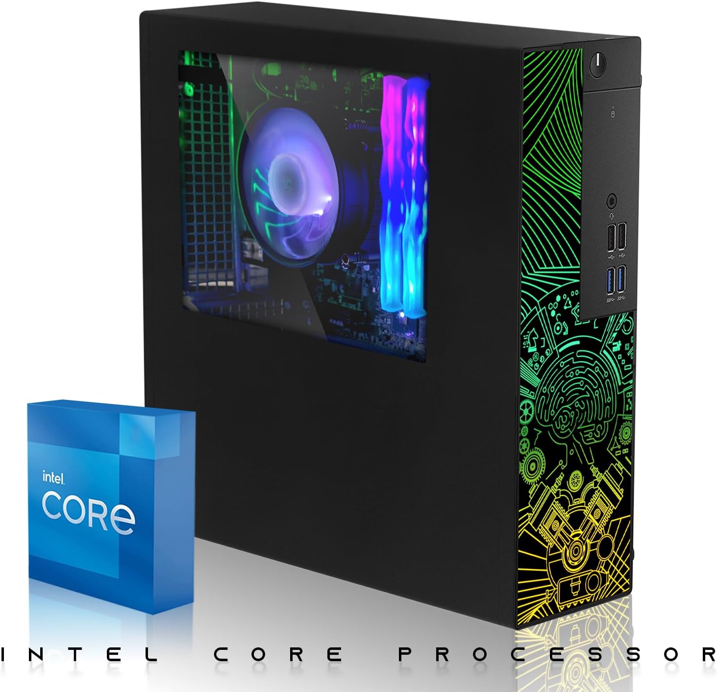 TechMagnet RGB Desktop Computer PC - Intel Core i5, 16GB ARGB RAM, 1TB SSD, 27 Inch Monitor with Keyboard, AI-Enabled Copilot Key Mouse and Soundbar, Windows 11 (Renewed)