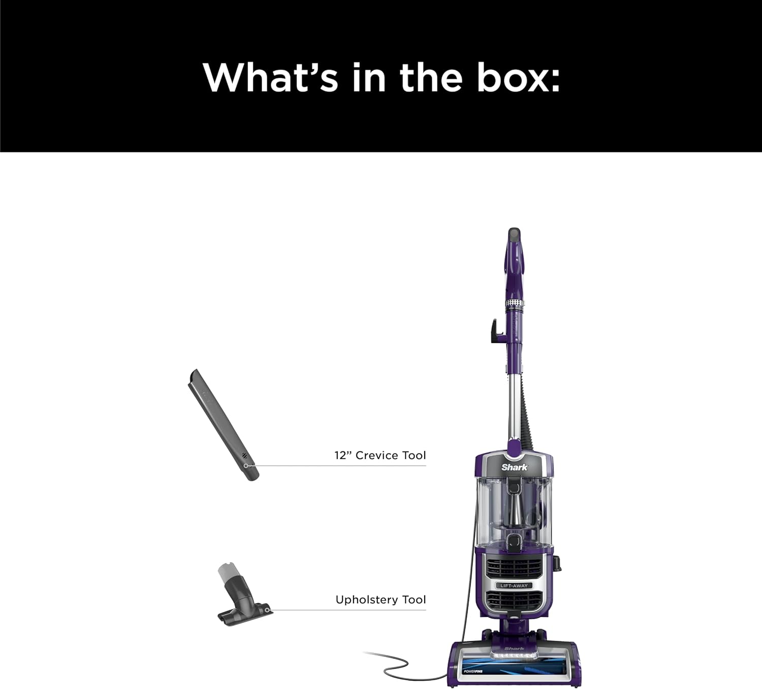 Shark Lift-Away Upright Vacuum with Powerfins, Self-Cleaning Brushroll, Anti-Allergen Complete Seal Technology, No Hair Wrap, LED Headlights, and Advanced Swivel Steering, Eggplant, ZD201