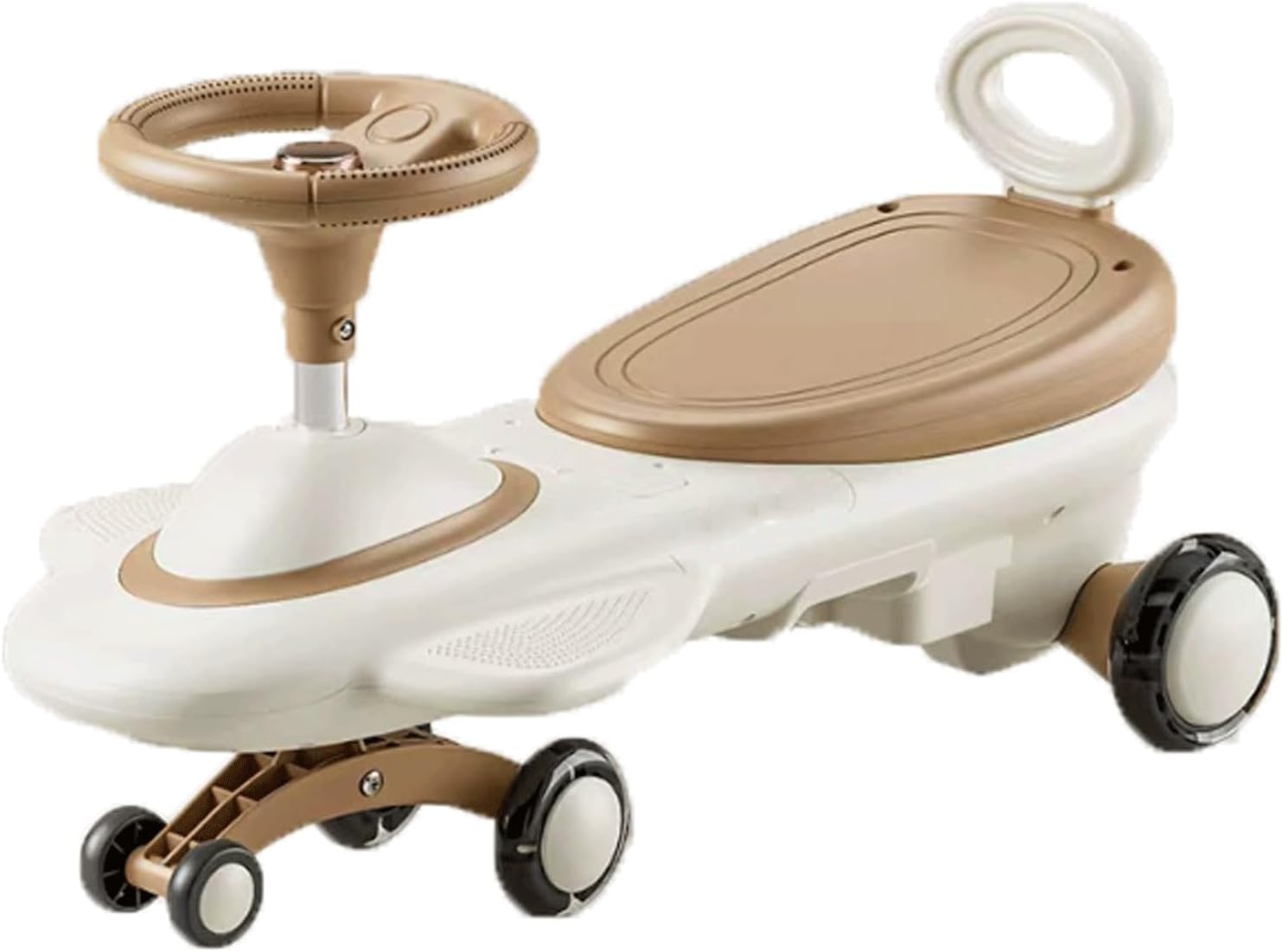 Wiggle Scooter Electric Wiggle Car with Pedal Ride on Toy for Ages 3 Up 2 in 1 Swing Car with Music Light(Khaki)