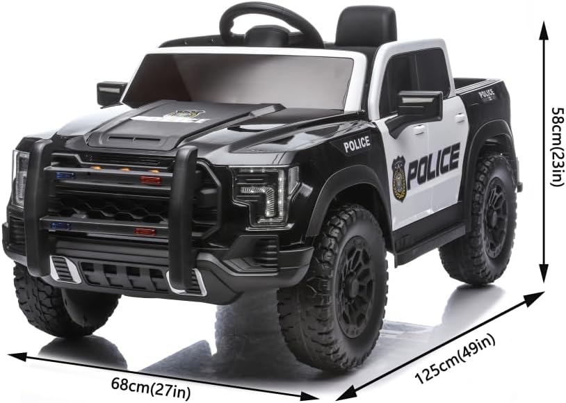 12V Kids Ride-On Car with Parental Remote Control, 4-Wheel Shock Absorber & Music Player, Toddler Electric Vehicle with LED Lights & Swing, 1-2H Play, Gift for Boys Girls Ages 3-6. (Black White)