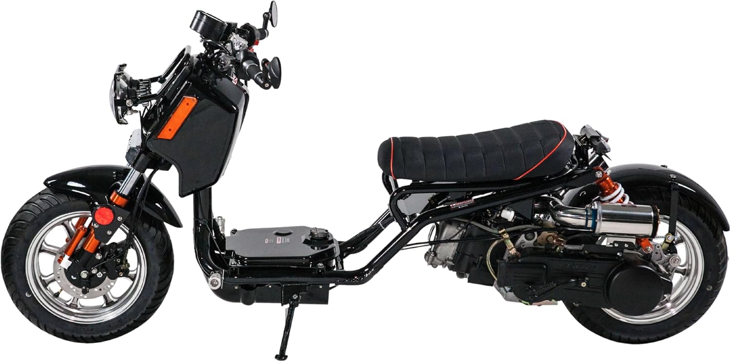 50cc Stretched Scooter Generation 4, Automatic Transmission, PMZ50-21, Street Legal Moped for Adults, LED Headlights Digital Speedometer Stretched-Out Ruckus Style, Powerful GY6 49cc Engine