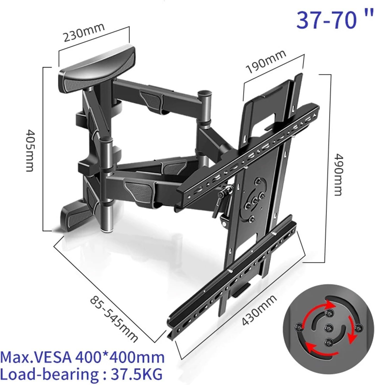 37-70 Inch 6 Arm Plasma TV Wall Mount Full Motion Tilt Bracket Frame Swivel Bracket