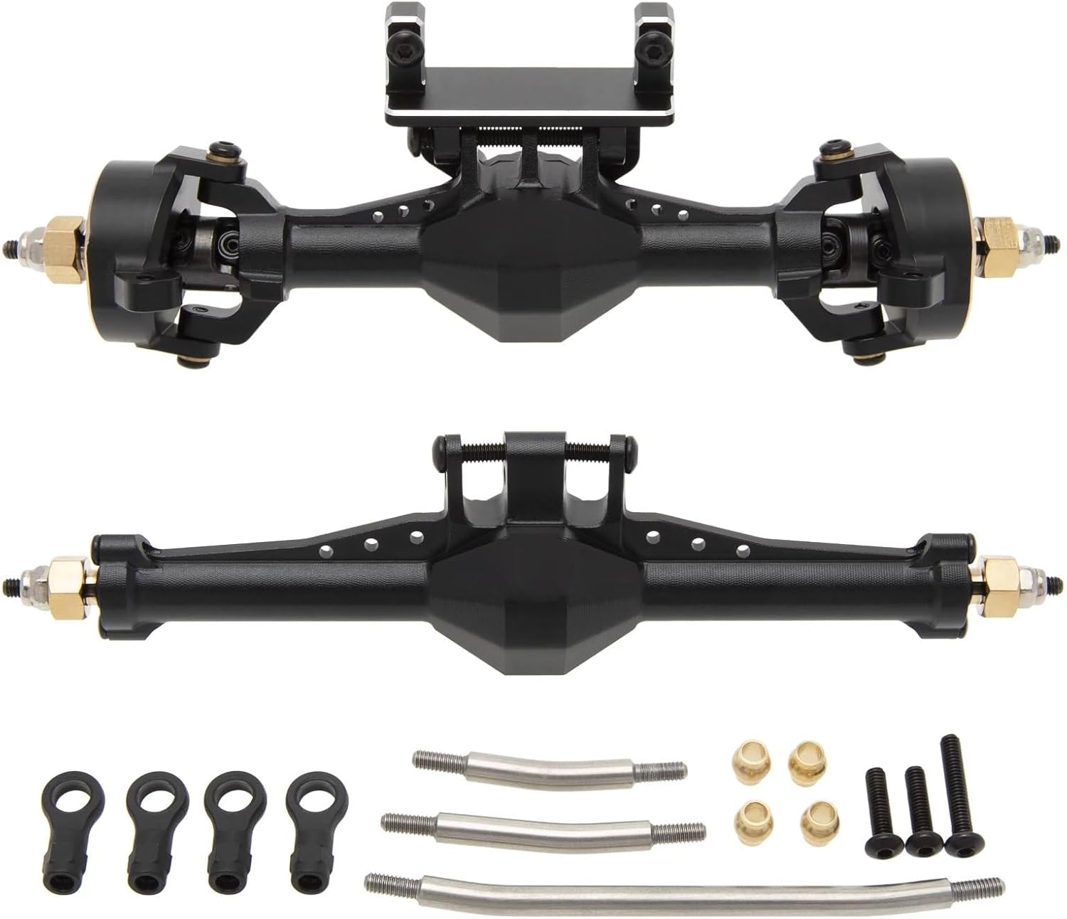 RC Axle Spare Parts For TRX4M 1/18 Front And Rear Axles Isokinetic 3 Section CVD Maximum Steering Angle 52° Wider 5MM RC Crawle Upgrade Model(Black,1set)