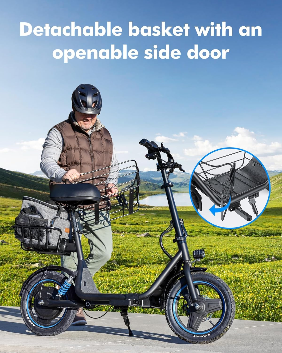Gyroor C1 Plus Electric Scooter for Adults with Seat, 30 Miles 650W Motor 18.6 MPH, 14