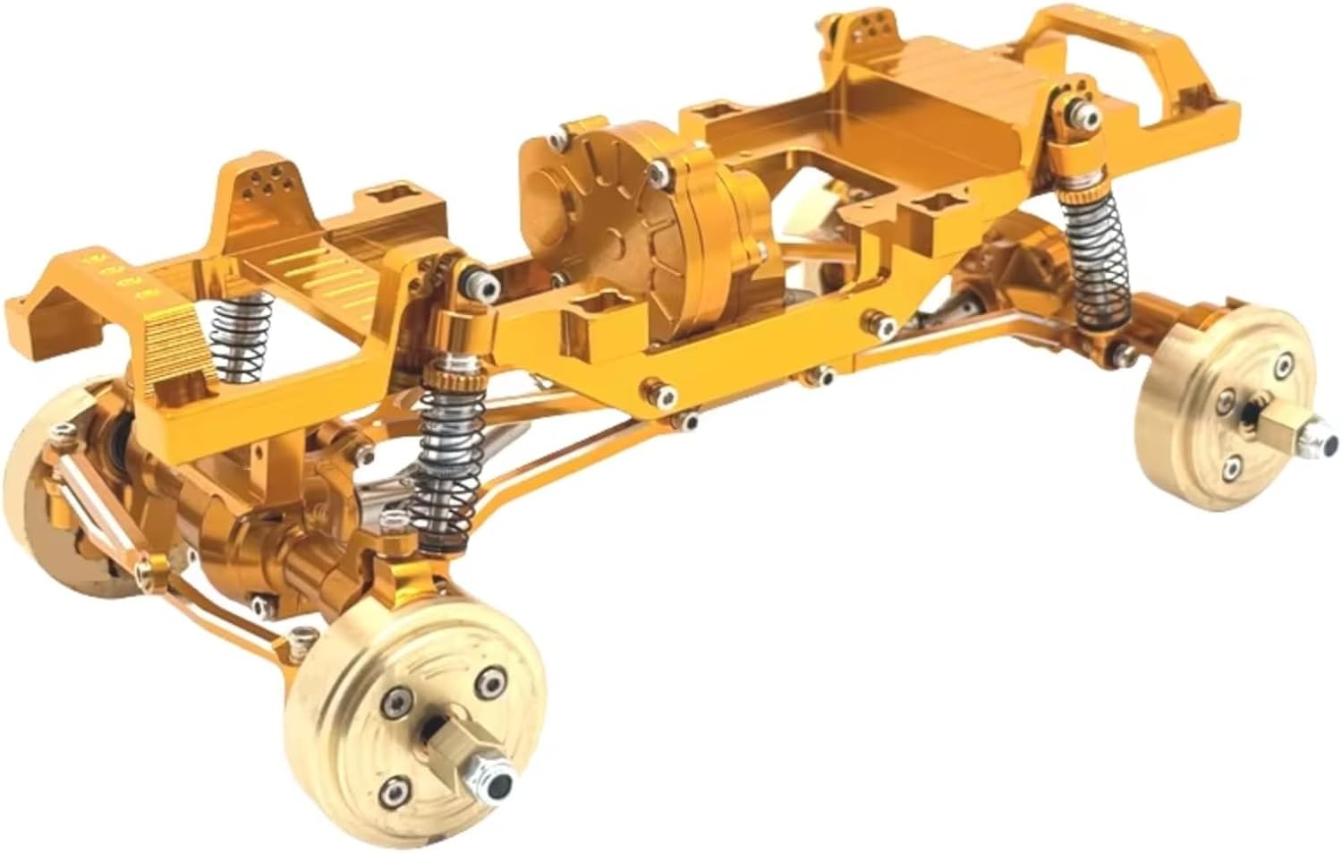 Rc Upgrades Parts For FMS XQ For FCX24 1/24 Remote Control Car Accessories RC Parts Metal Upgrade Dual Speed Gearbox Full Frame(Yellow)